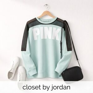 Victoria’s Secret Mint & Black Netted Sweatshirt – Casual Streetwear